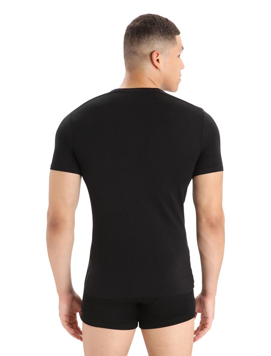 Icebreaker Merino Anatomica Lyhyt Sleeve Crewe T-Shirt Miesten Alusvaatteet Mustat | FI 1303DFMN